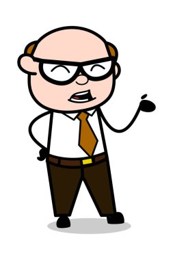 Konuşan-Retro karikatür ofis eski patron adam vektör Illüstrasyon