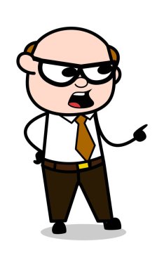 Uyarı-Retro karikatür ofis eski patron adam vektör Illüstrasyon