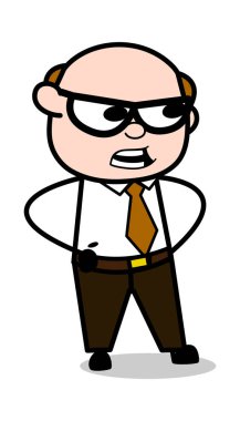 Öfke azarlama-Retro karikatür ofis eski patron adam vector Ill