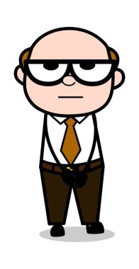 Speechless-Retro karikatür ofis eski patron adam vektör ıllustrati