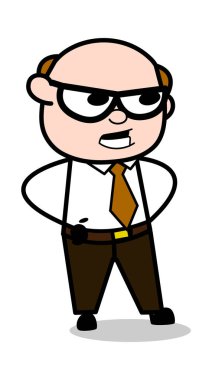 Öfke ile konuşmak-Retro karikatür ofis eski patron adam vektör Il