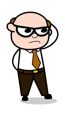 Hatırlamak-Retro karikatür ofis eski patron adam vector ıllustrat