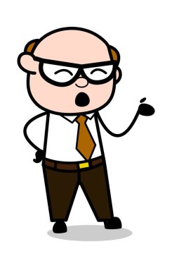 Konuşurken el jest-Retro karikatür ofis eski patron adam V