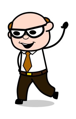 Elveda jest-Retro karikatür ofis eski patron adam vector Illus