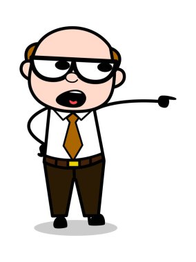 Çığlık-Retro karikatür ofis eski patron adam vektör Illüstrasyon