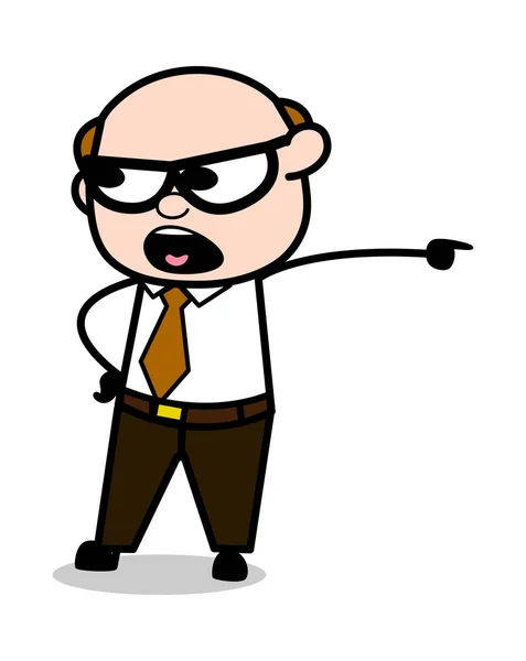 Uscire Gesto - Retro Cartoon Office vecchio Boss Man Vector Illus — Vettoriale Stock