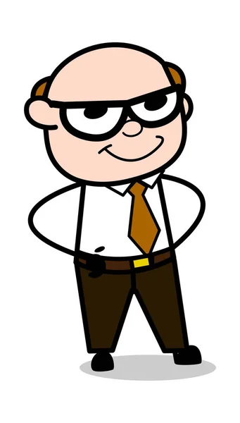 Inteligente - Retro Cartoon Office viejo jefe hombre Vector Ilustración — Vector de stock