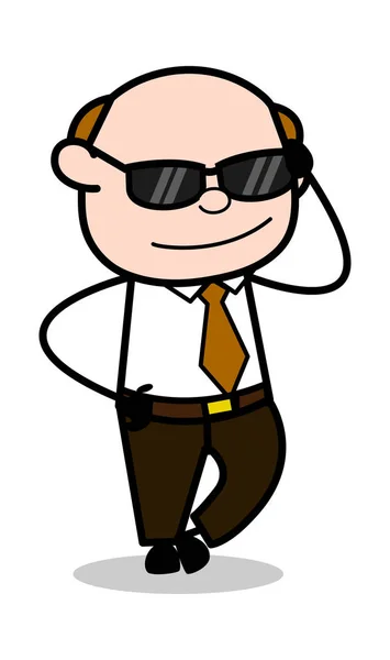 Personalità - Retro Cartoon Office vecchio Boss Man Vector Illustrat — Vettoriale Stock