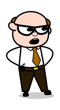 Azarlama-Retro karikatür ofis eski patron adam vektör Illüstrasyon