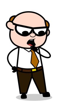 Fumbling-Retro karikatür ofis eski patron adam vektör Illüstrasyon