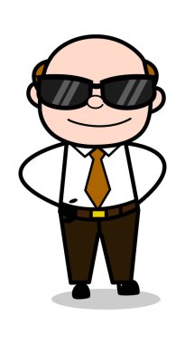 Moda gözlük giymek-Retro karikatür ofis eski patron adam vecto