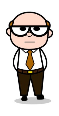 Dikkat-Retro karikatür ofis eski patron adam vektör ıllustratio