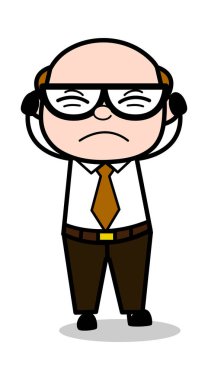 Sinirli-Retro karikatür ofis eski patron adam vektör ıllustrati