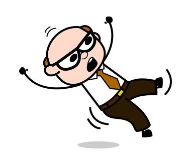 Sonbahar-Retro karikatür ofis eski patron adam vektör ıllustratio