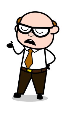 Argüman-Retro karikatür ofis eski patron adam vektör Illüstrasyon
