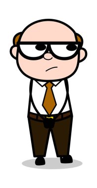 Düşünme-Retro karikatür ofis eski patron adam vektör Illüstrasyon