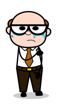 Hurt-Retro karikatür ofis eski patron adam vektör Illüstrasyon