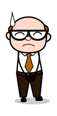 Endişeli-Retro karikatür ofis eski patron adam vektör Illüstrasyon