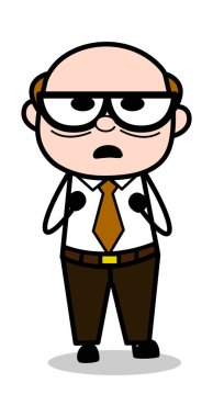 Umutlu-Retro karikatür ofis eski patron adam vektör Illüstrasyon