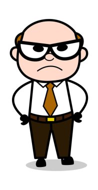 Öfke-Retro karikatür ofis eski patron adam vektör Illüstrasyon