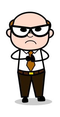 Rage-Retro karikatür ofis eski patron adam vektör Illüstrasyon