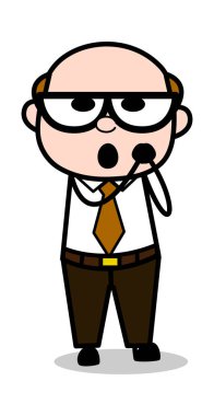 Lovely-Retro karikatür ofis eski patron adam vektör Illüstrasyon