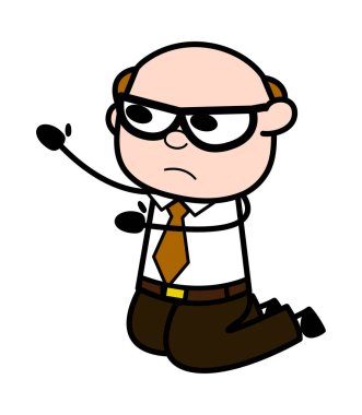 Bagging-Retro karikatür ofis eski patron adam vektör Illüstrasyon