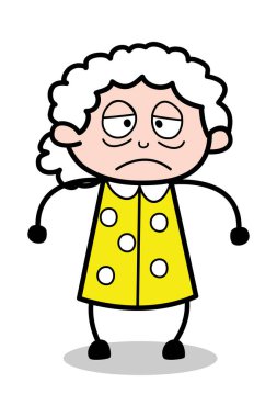 Tutum yürüyüş-eski karikatür Granny vektör Illüstrasyon