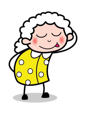 Utangaç-eski karikatür Granny vektör Illüstrasyon