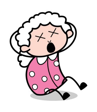 Acı çığlık-eski karikatür Büyükanne vektör Illüstrasyon