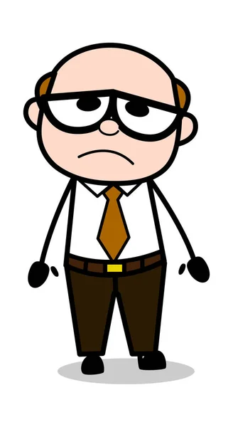 Sad-retro cartoon Office oude Boss Man vector illustratie — Stockvector