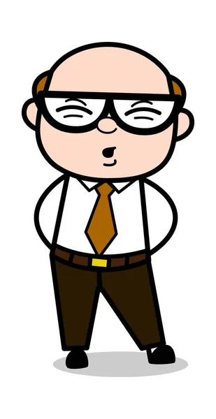 Dolor en la espalda - Retro Cartoon Office viejo jefe Vector Illustra — Vector de stock