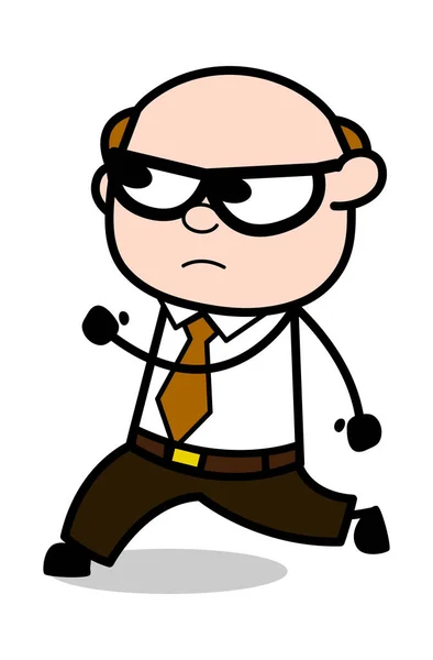 Caminhada - Retro Cartoon Office velho Boss Man Vector Ilustração —  Vetores de Stock