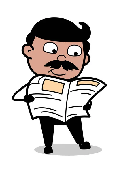 Reading Newspaper - Indian Cartoon Man Father Vector Illustratio ...