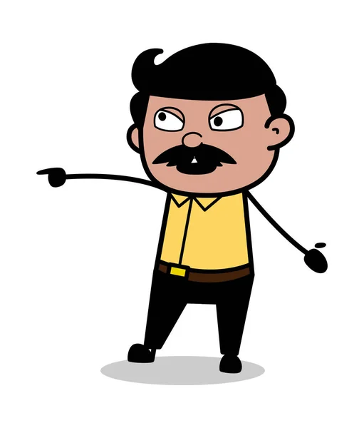 Señalando el gesto de la mano - Indian Cartoon Man Padre Vector Illustr — Vector de stock