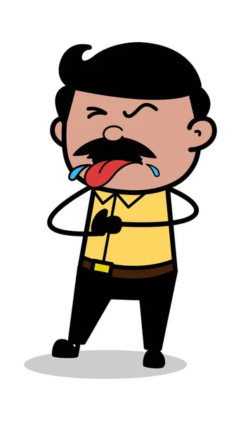 Tecking with Tongue Out - Indian Cartoon Man (Inggris) Father Vector Illus - Stok Vektor