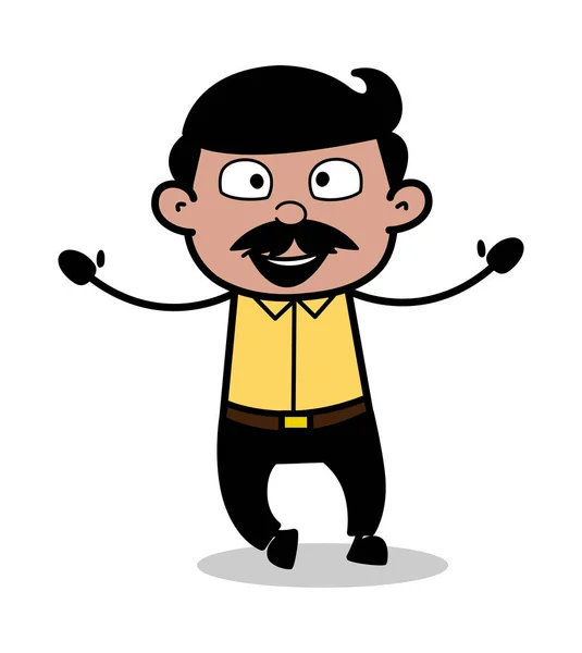 Levantando las manos en la felicidad - Indian Cartoon Man Padre Vector Il — Vector de stock