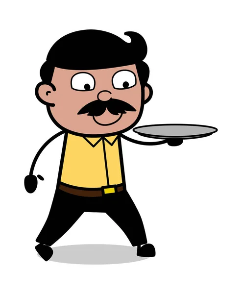 Showing a Dish - Indian Cartoon Man Father Vector Illustration — Stock Vector