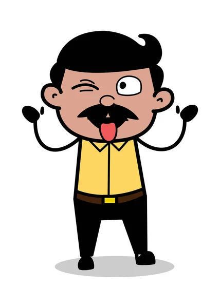 用舌头伸出-印度卡通人父亲向量伊卢斯 — 图库矢量图片