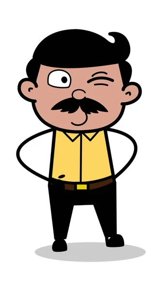 Olho piscando - Indiano Cartoon Man Pai Vector Ilustração —  Vetores de Stock