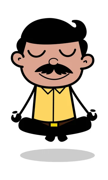 Pose de meditação - Indiano Cartoon Man Pai Vector Ilustração — Vetor de Stock