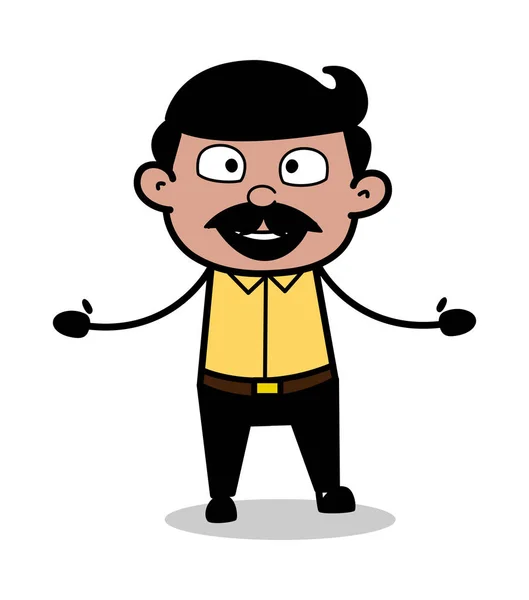 Mostrando con las manos abiertas - Indian Cartoon Man Padre Vector Illus — Vector de stock