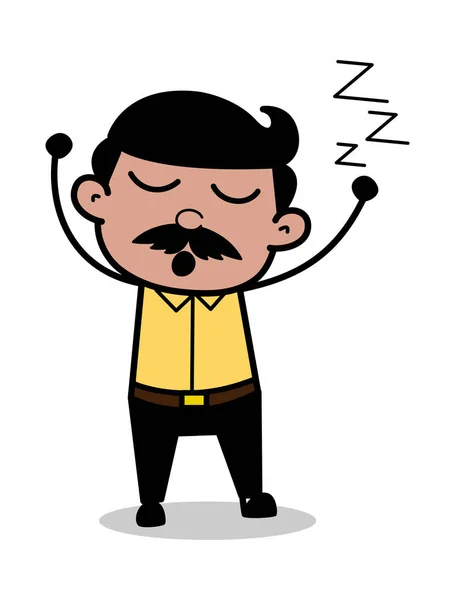 Dormir - Indiano Cartoon Man Pai Vector Ilustração —  Vetores de Stock