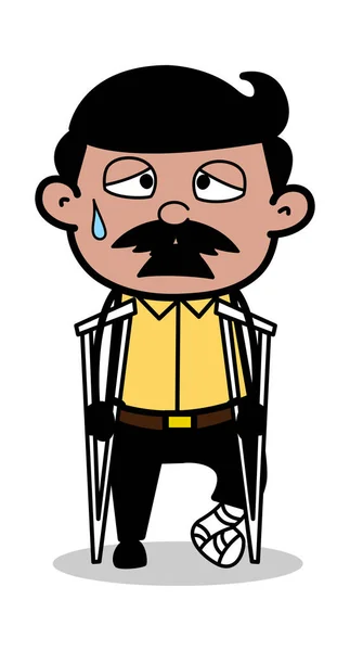 Fraturado - Indiano Cartoon Man Pai Vector Ilustração — Vetor de Stock