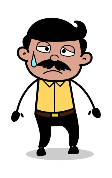 Exausto - Indiano Cartoon Man Pai Vector Ilustração — Vetor de Stock