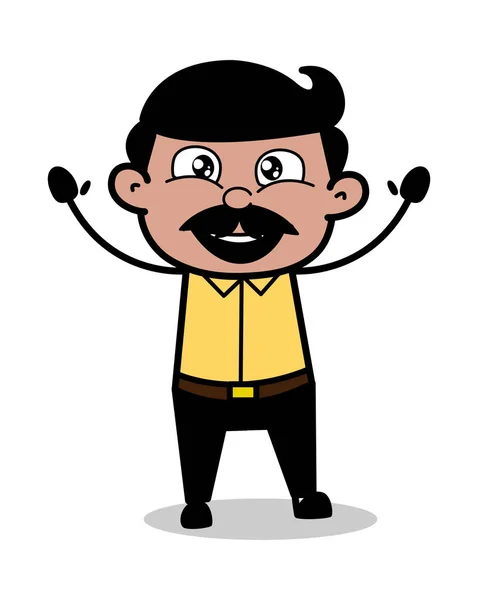 Levantando las manos - Dibujos animados de la India Hombre Padre Vector Ilustración — Vector de stock