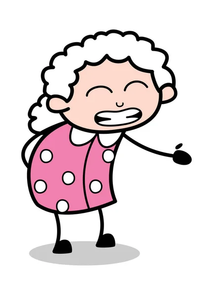 Making Fun - Old Cartoon Granny Vector Illustration — Stock Vector