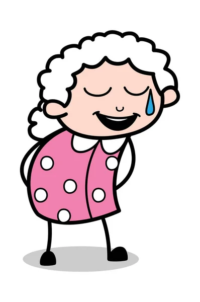 笑的表达-老卡通奶奶向量插图 — 图库矢量图片