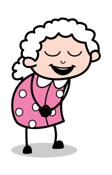 Feliz - Old Cartoon Granny Vector Ilustração —  Vetores de Stock