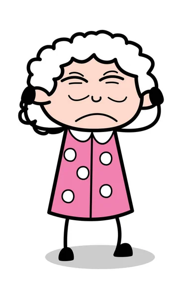 Irritante - Old Cartoon Granny Vector Ilustração —  Vetores de Stock